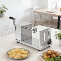 Stainless Steel Manual Potato Cutter for Home Restaurant Snack Bar, Tabletop Spiral Potato Slicer with 4 Blades & Non-slip Feet for Making Tornado Potatoes