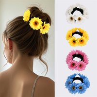 1/4pcs Sweet Floral Hair Scrunchie – Elastic Ponytail Holder for Messy Bun & Everyday Styling.