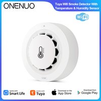 Tuya WiFi/Zigbee 3-in-1 Smoke Detector with Temperature & Humidity Monitoring 80dB Alarm Sound Remote Push Alert Support