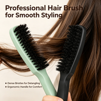 Premium Hair Brush With Dense Soft Nylon Bristles, Ergonomic Handle Styling Comb For Smooth Hairdressing At Home Salon