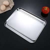 Stainless Steel Rectangle Serving Tray Commercial Buffet Plate Food Dish Storage Organizer