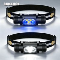 Weiß-Blaue Angel-LED-Stirnlampe Hochleistungs-Memory-Stirnleuchte 18650 Wiederaufladbare USB Typ-C Taschenlampe Camping Jagd Leuchte