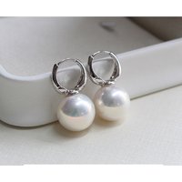 Beautiful Earrings AAAA10-11mm 11-12mm 12-13mm Natural White Round Pearl Earrings 925s