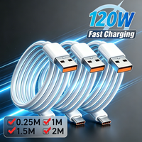 Universal 120W USB-A to USB-C Super Charging Cable Safe Charging Sturdy Wear Resistant Charging Wire For Android Type-C Phones