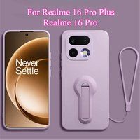 Liquid Silicone Lanyard Holder Cover For Realme 16 Pro Plus Soft TPU Shockproof Stand Bracket Phone Back Case For Realme 16Pro +