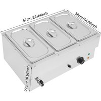 3-Platten Elektrischer Kommerzieller Speisenwärmer Buffet-Server Tellerwärmer mit Temperaturregelung 220V für Büro-Cafeteria, Schul-Cafeteria, Geburtstagsfeier