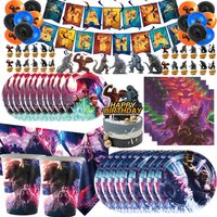 Monster Godzilled King Konged Birthday Decorations Set Balloons Cake Topper Tablecloth Plate Cup Boys Birthday Party Supplies