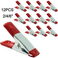 12PCS 2/4/6 Inch Metal Spring Clamps with Red Rubber Tip Sleeve Heavy Duty Spring Clamps Tent Clips for Woodworking Camp Studio