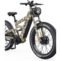 AliExpress NONE TESWAY X9 Ultra Camouflage Dual Drive Electric Bike, Peak 4000W Geared Brushless Motor, 60V 30AH Samsung Battery, 43MPH Max Speed,120Miles Long Range,26