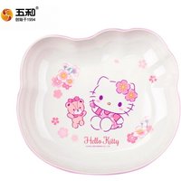 For Cherry Blossom Hello Kitty Tableware Baby Complementary Food Bowls BPA-Free Dining Plates Rice Bowl Cartoon Divided Plates