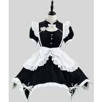 Chinese Style Maid Dress Sweet Lolita Cosplay Outfit Lace Ruffle Apron Costume With Maid Headpiece S-5XL