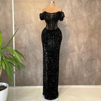 Black Formal Party Dresses Long Luxury 2025 Women Sequin Mermaid Elegant Evening Dress Illusion Sexy Long Wedding Guest Gowns