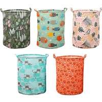 Cotton Linen Print Laundry Basket Portable Foldable Home Laundry Storage Bag Large Hamper for Kids Toys Dirty Clothes Basket