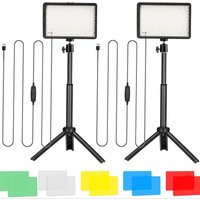 LED Video Light Set, Adjustable Brightness USB Photography Lamp with Mini Tripod & Color Filters, Ideal for Studio Shooting
