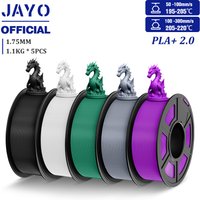 JAYO Upgrade 2.0 PLA+ 3D-Filament 1,75 mm PLA Plus 3D-Drucker-Filament, ordentlich gewickeltes 3D-Filament PLA für FDM-3D-Drucker, 5 Rollen