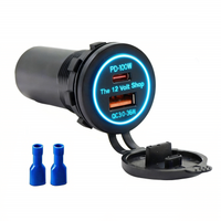12-24V Auto Type-C 100W PD Charger with QC3.0 and AUX Port Dual Ports for Mobile Phones and Computers