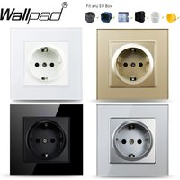 Wallpad 16A EU Socket White / Black / Grey / Gold Glass Panel Russia Electrical Sockets Power Outlet for Round Box L6 Series