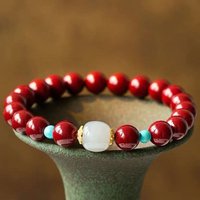 Luxury Natural Cinnabar White Jade Beads Bracelet Charm Real Jewelry Beads Bangle Gemstone Talismans Accessories Gifts for Women