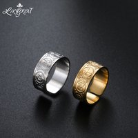 Multi-Symbol Spiritual Open Ring Om Cross Star of David Celtic Trinity Knot Protection Band Stainless Steel Adjustable Ring