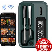 Smart Beef Meat Thermometer Wireless Bluetooth BBQ Thermometer with Long&Short Probes Precision Food Temp Gauge for Cooking