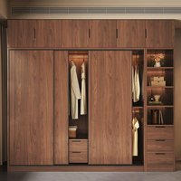 Household bedroom solid wood cabinet light luxury sliding door large wardrobe clothing cabinets storage clothes closet furniture