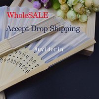 Wholesale 30-80Pcs White Bamboo Fabric Folding Hand Fan Home Party Decoration Ivory Beige Fans Drop Shipping Ready to Ship