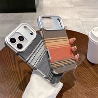 Luxury Carbon Fiber Leather Plastic Armor Phone Case for iPhone 17/17 Air/16/15/14/13 pro Max Shockproof Protective Cover