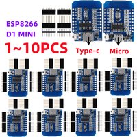 1-10PCS WeMos D1 Mini ESP8266 ESP-12F ESP12 Module WiFi Development Board TYPE-C Micro USB 3.3V Digital Pin For Arduino
