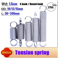 Wire diameter 1.5mm Stainless Steel Tension Spring 304 S Hook Round hook Coil Pullback Extension Tension metal Spring wire