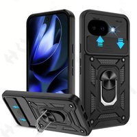 Case for Google Pixel 10A Armor Sliding Camera Cover 360 PC Support Ring and Tpu Case Back Funda Shell Coque