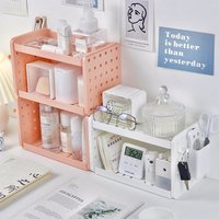 Multifunktionaler 3-stufiger Desktop-Organizer, Desktop-Display, Regal, Lochbrett, Stifthalter, Büro, Kunststoff, Schreibtisch, Kleinigkeiten, Organizer