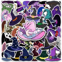 50-100PCS Magic Witch Hat Graffiti Stickers Fantasy Aesthetic Waterproof Decals for Water Bottle Luggage Notebook DIY Crafts