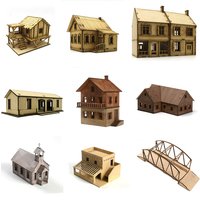1/72 Scale Wooden House Assembly Puzzle Model Kit for DIY Home Decor