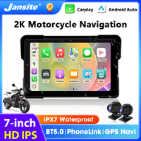 Ekran motocyklowy Jansite 5/7 cali z CarPlay, nawigacja GPS, bezprzewodowy CarPlay, Android Auto, podwójny Bluetooth, wodoodporny wyświetlacz IPX7