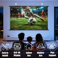 XIAOHUI Projector Screen Wall Mounted Grey Anti-Light Resistant Reflective Fabric 60 - 133 inch for Home Theatre Outdoor