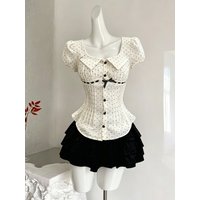 Summer Casual Sweet 2 Piece Set Polka Dot Tops + High Waist Design Mini Skirt Female Chic Retro Korean Popular Clothes 2026 New