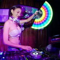 Large Folding Hand Rave Fan Chinease Gradient Colorful Snap Sound Foldable Chinese Kung Fu Festival Line Dancing Stage Decor Fan