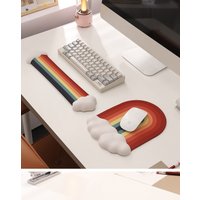 Mouse Pad Keyboard Rainbow Wrist Rest Memory Foam Silicone Ergonomic Mouse Pad for Desktop Office Computer Laptop Wrist Rest