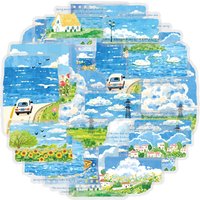 Etori Life Healing Spring Scenery Journal Stickers 30Pcs Fresh Blue Sky and Flower Sea Decorative Stickers Journal Collage and Scenery Creation Materials Suitable for Laptops, Suitcases, Skateboards,