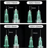 Recommend 32G Ultra Fine Sterile Injection Needles 4MM 6MM 8MM 13MM Multi-Size Disposable Needles for Mesotherapy,100pcs/box
