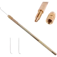 2 Pcs German Wig-Making Needles and 1 Brass Holder for Lace Wig Ventilating Needle
