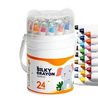 New 12/24 Color Crayon Set Washable Twist-Up Oil Pastels Silky Smooth Easy Grip Drawing Pen for Travel School Home Art Supplies