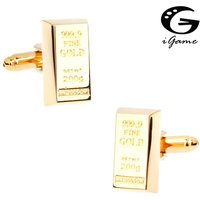 iGame Golden Bar Cuff Links Quality Brass Material Golden Brick Design