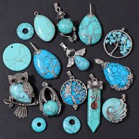 Fashion Turquoises Natural Stone Pendant Waterdrop Shape Wire Winding Beads Pendants Fit Jewelry Making DIY Necklace 2PCS