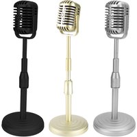 Simulation Old Fashioned Microphone Model with Stable Base and Support Rod Retro Style Mic Prop Set for Photography new