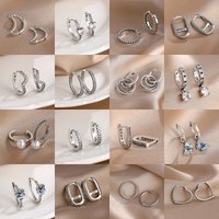 2026 New 925 Silver Butterfly Shining Zircon Heart shaped Earrings Suitable for European Women's Exquisite Jewelry Gifts