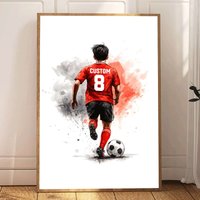 1 Custom name soccer balls, personalized classic retro soccer star prints, soccer gifts, boy's room decor, soccer jerseys poster
