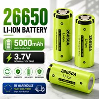 EU-Lager Schneller Versand 3,7V 26650 5000mAh 5Ah Wiederaufladbare Li-Ionen-Batteriezelle Zusammenbaubarer Lithium-Akku für Taschenlampe LED-Fackel Ventilator Solarleuchte Spielzeug DIY-Akkupack Hohe