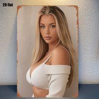 Gold Blonde Silhouette Metal Sign 8x12in, 2D Flat Wall Art for Kitchen Home Decor, Housewarming Party Decoration