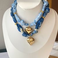 Shiny Stainless Steel Heart Cross Fun Scarves Necklace Christmas Birthday Gift for Women, Girls, Mom, Statement Jewelry